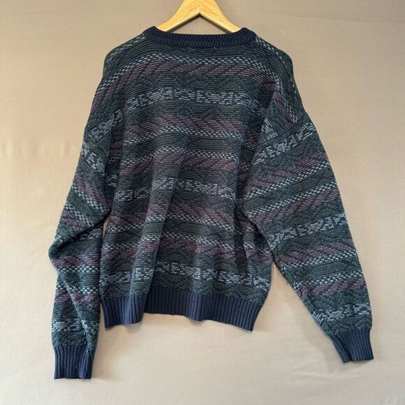 Expressions Worldwide Men’s Colorful Sweater Size Large 100% Acrylic Round Neck - Picture 4 of 8
